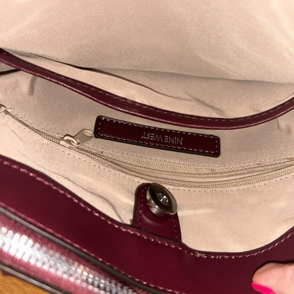 Nine West Allyce Signature‎ Handbag Strap & Handle Brick Red Color Medium Purse